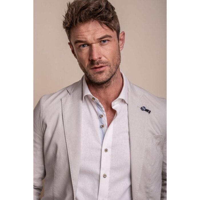 Mens Stone Grey Linen 2 Piece Summer Suit - Knighthood Store