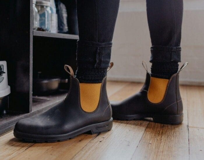 Blundstone 1919 Brown Mustard Leather Chelsea Boots Stitch Camel Slip On - Knighthood Store