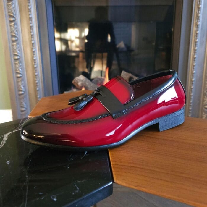 Men's Moccasin Loafers Patent Leather Lined Slip On Tassel Formal Dress Shoes - Knighthood Store