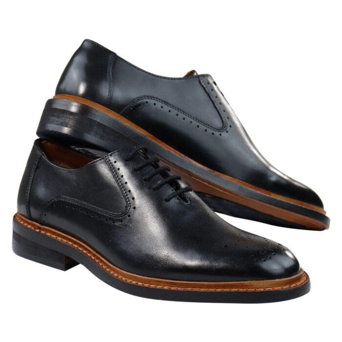 Mens Brogue Oxford Shoes Tan Brown Black Laced Leather Goodyear Welted - Knighthood Store