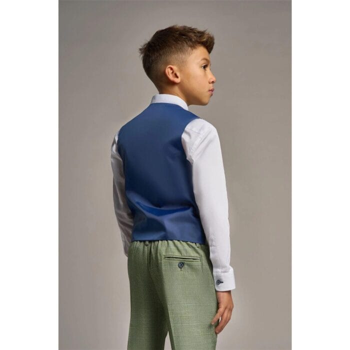 Boys 3 Piece Sage Green Check Suit Tweed Tailored Fit Wedding - Knighthood Store