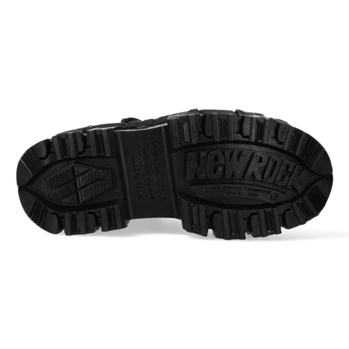 New Rock Boots Punk Rock WALL106-S12 Metallic Black Leather Platform Boots - Knighthood Store