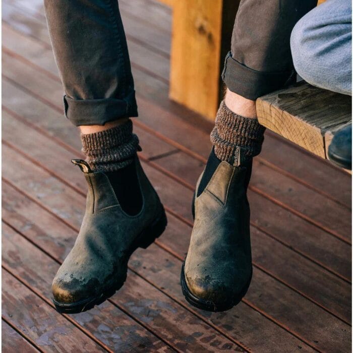 Blundstone 2052 Green Leather Chelsea Boots Olive Khaki Classic Slip On - Knighthood Store
