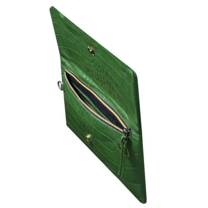 Womens Real Leather Patent Clutch Shoulder Bag Metal Chain Cross Body Textured - Knighthood Store