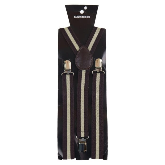 Mens Vintage Check Stripe Trouser Braces Suspenders 1920s Gatsby Peaky Blinders - Knighthood Store