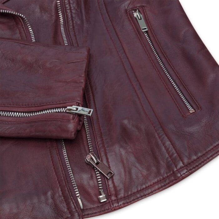 Womens Real Leather Biker Jacket Cross Zip Soft Slim Fit Brando Tan Brown Black Red Yellow - Knighthood Store