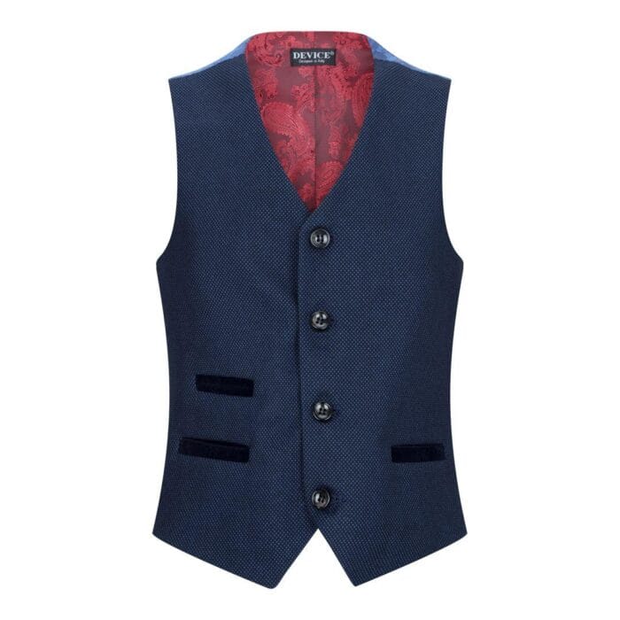 Boys Navy Blue 3 Piece Tweed Birdseye Suit Smart Formal Wedding Classic 1920s - Knighthood Store