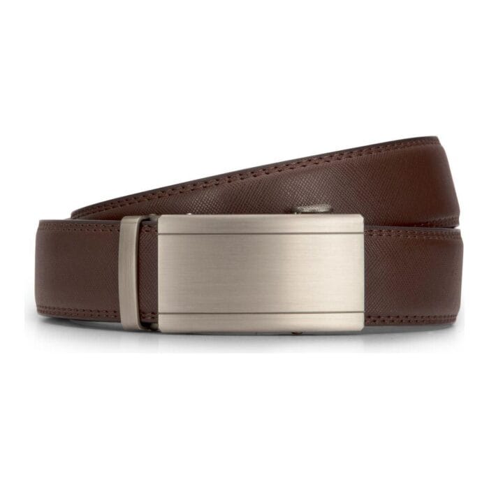 Mens Leather Belt Ratchet Trouser Jeans Dress 35MM Trim to Fit Any Size - Knighthood Store