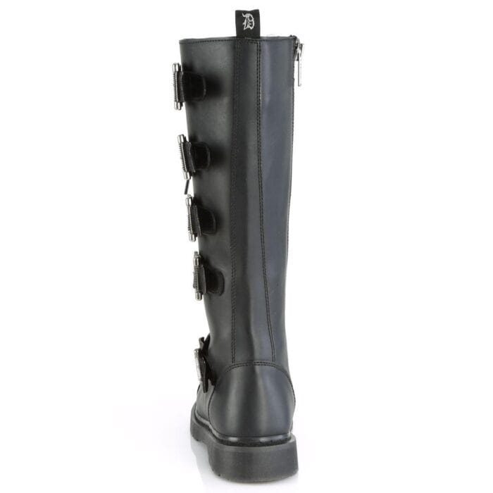 DEMONIA Men's Rock Knee High Boots Gothic EMO Black Combat Lace Up Buckle Straps - Knighthood Store