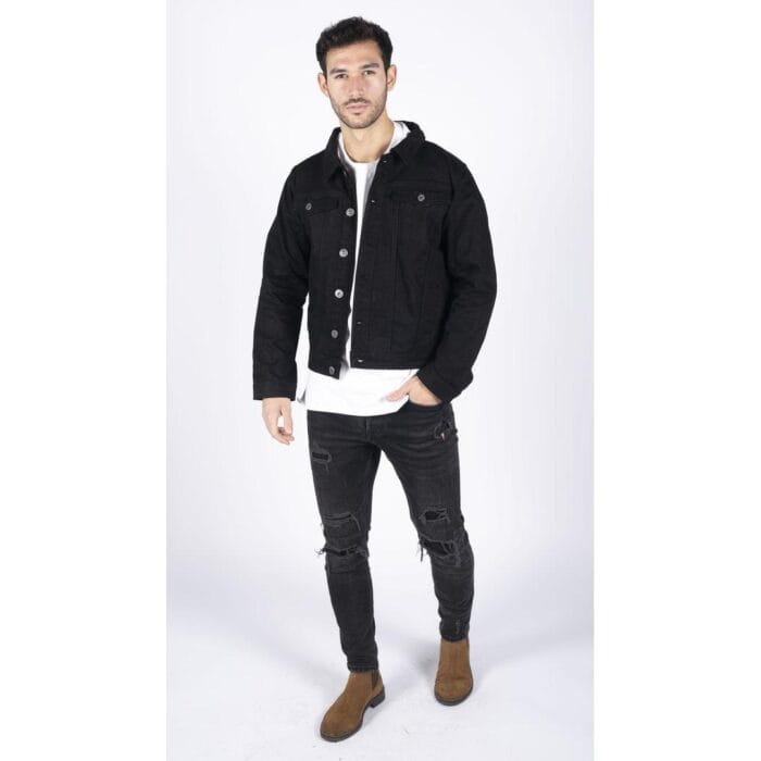 Mens Classic Denim Jacket Jeans Black Stonewash Blue Short Vintage 80s Retro Classic - Knighthood Store
