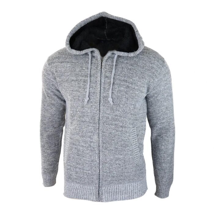 Mens Hoodie Jumper Jacket Fleece Fur Lined Top Knitted Warm Winter Casual Zipped - Knighthood Store