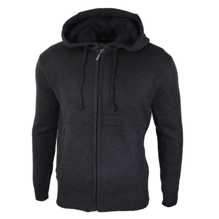Mens Hoodie Jumper Jacket Fleece Fur Lined Top Knitted Warm Winter Casual Zipped - Knighthood Store