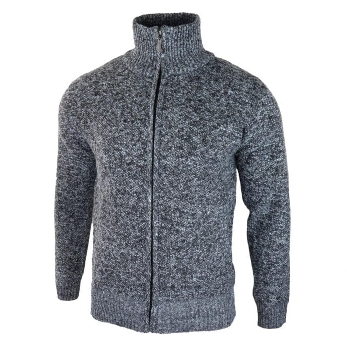 Mens Jumper Jacket Fleece Fur Lined Cardigan Knitted Warm Winter Casual Zipped - Knighthood Store