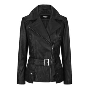 Trench Ladies Tan Black Teal Green Mid Length Designer Real Leather Jacket - Knighthood Store