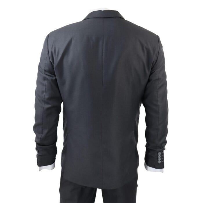 Men's Classic Charcoal Grey Suit 3 Piece Tailored Fit Vintage Office Wedding Prom - Knighthood Store