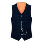 Boys Blue 3 Piece Suit Navy Check Wedding Prom Formal Vintage Tailored Fit - Knighthood Store