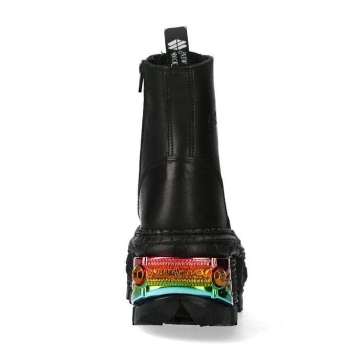 New Rock Boots WALL83CCT-S8 Unisex Metallic Black Leather Platform Gothic Boots - Knighthood Store