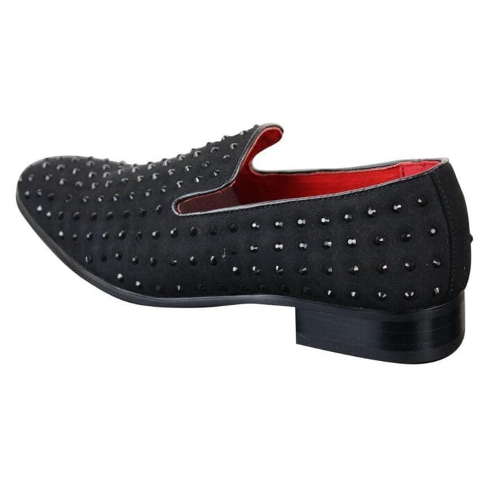 Mens Suede Slip On Loafers Shoes Stud Spikes Silver Smart Casual Shiny Party - Knighthood Store