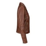 BRANDO' Ladies Women Timber Brown Classic Biker Style Leather Jacket - Knighthood Store