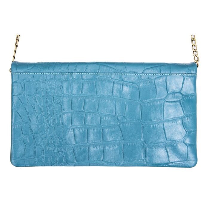 Womens Real Leather Patent Clutch Shoulder Bag Metal Chain Cross Body Textured - Knighthood Store