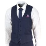 Mens 3 Piece Suit Navy Tailored Fit Classic Retro Vintage Wedding Prom Office - Knighthood Store