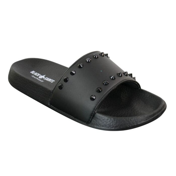 Mens Black White Stripes Spikes Flip Flops Slippers Summer Beach Casual Walking - Knighthood Store