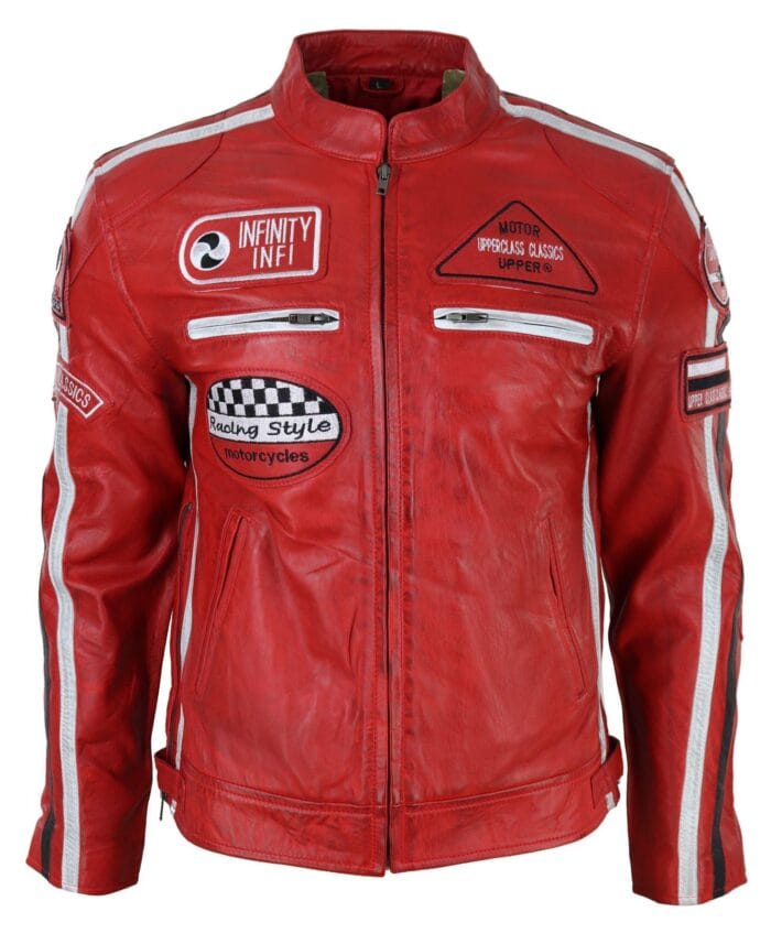 Men's Zipped Biker Leather Jacket | Infinity - Knighthood Store