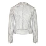 Women's Leather Jacket Cross Zip Studded Moto Brando Biker Coat - Knighthood Store