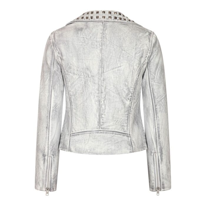 Women's Leather Jacket Cross Zip Studded Moto Brando Biker Coat - Knighthood Store