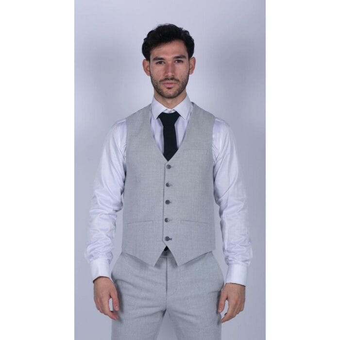 Mens Tweed Light Grey 3 Piece Suit Tailored Fit Classic Vintage 1920s Wedding - Knighthood Store