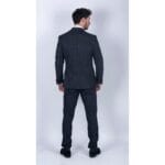 Mens 3 Piece Suit Pin Stripe Navy Classic Vintage Retro 1920s Tailored Fit Wedding - Knighthood Store