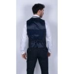 Mens 3 Piece Suit Pin Stripe Navy Classic Vintage Retro 1920s Tailored Fit Wedding - Knighthood Store