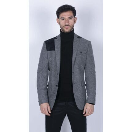Mens Wool Tweed Shooting Jacket Hunting Blazer Elbow Patch Grey Vintage Races - Knighthood Store