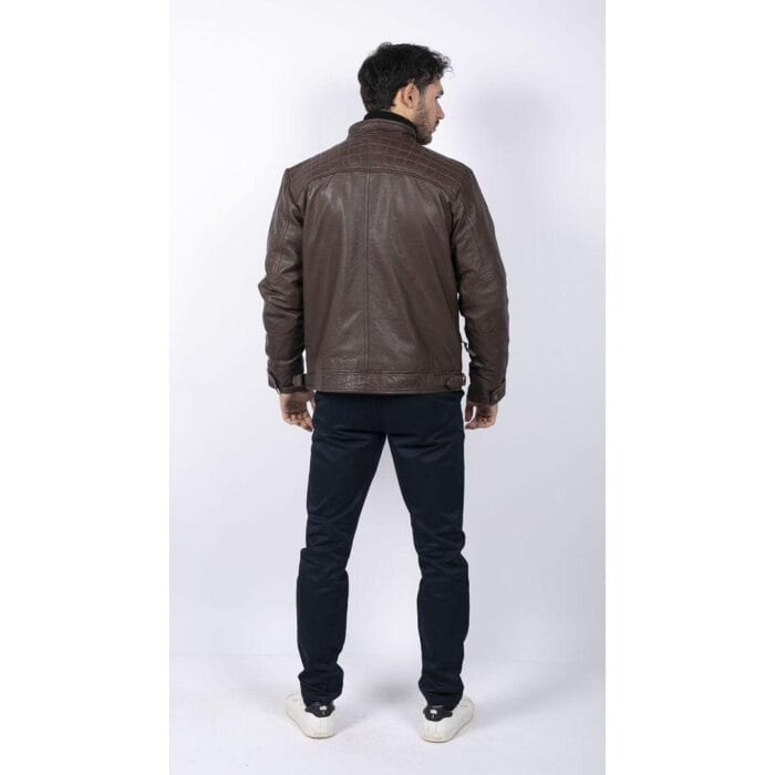 Mens Retro Style Zipped Biker Jacket Real Leather Soft Black Casual - Knighthood Store