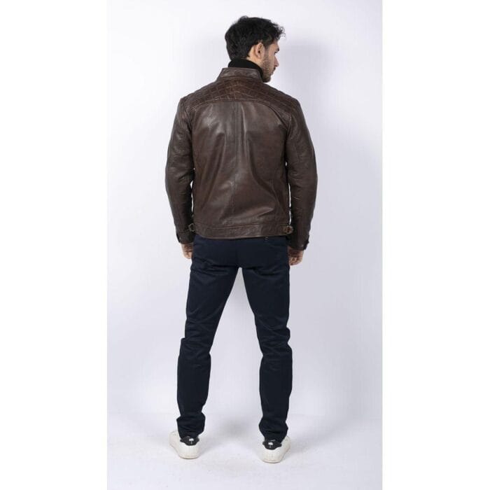 Mens Retro Style Zipped Biker Jacket Real Leather Soft Black Casual - Knighthood Store