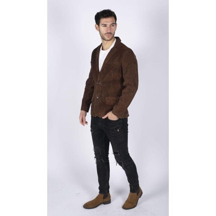 Mens Genuine Suede Blazer Style Jacket Leather Mens Classic VIntage Smart Casual - Knighthood Store