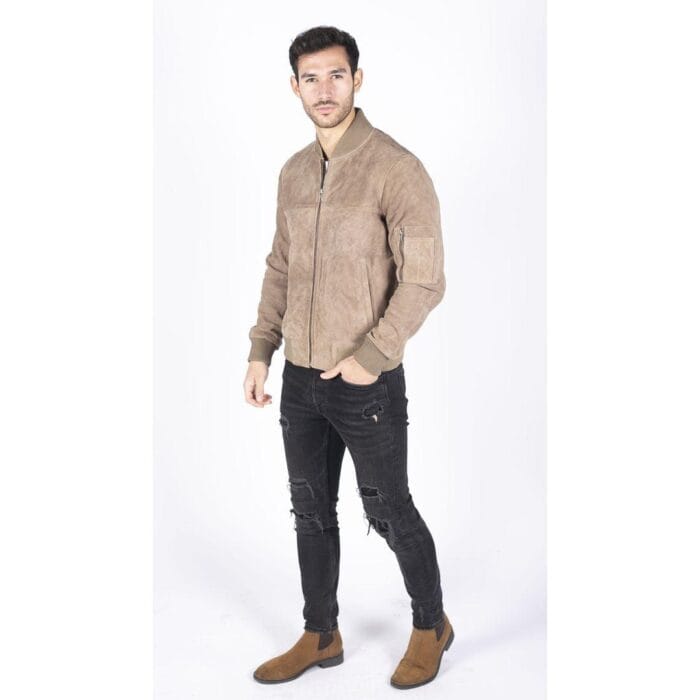Mens Genuine Suede Bomber Jacket Leather Casual Varsity VIntage Smart Casual - Knighthood Store
