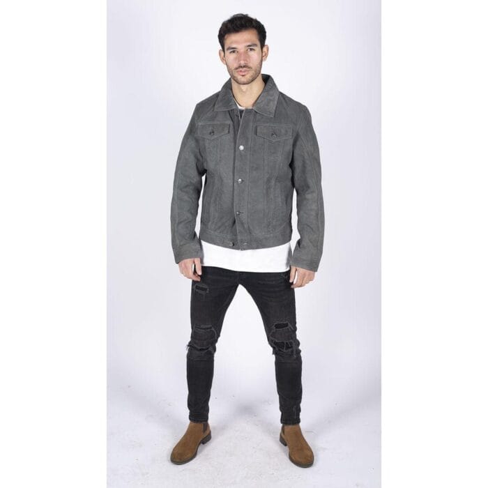 Mens Genuine Suede Jacket Leather Jeans Denim Short Mens Biker Classic VIntage - Knighthood Store