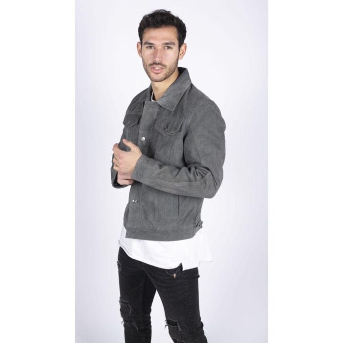Mens Genuine Suede Jacket Leather Jeans Denim Short Mens Biker Classic VIntage - Knighthood Store