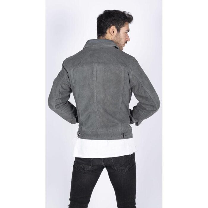 Mens Genuine Suede Jacket Leather Jeans Denim Short Mens Biker Classic VIntage - Knighthood Store