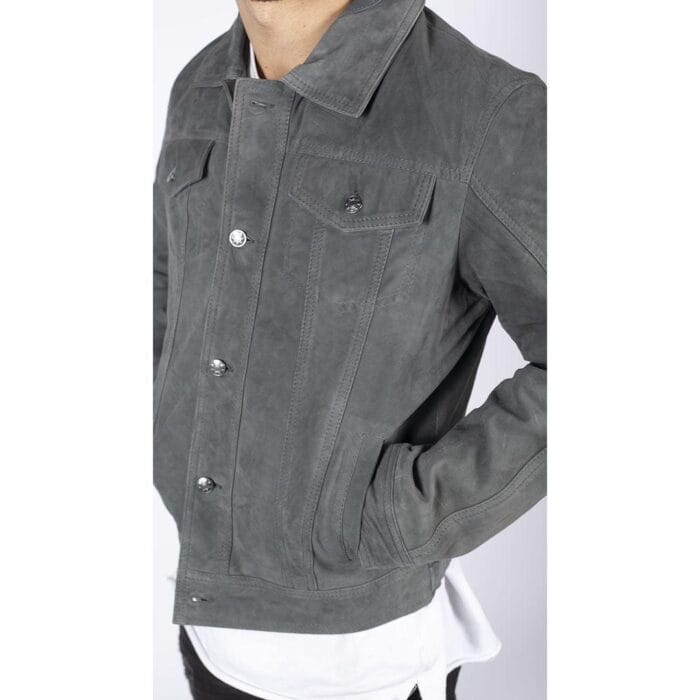 Mens Genuine Suede Jacket Leather Jeans Denim Short Mens Biker Classic VIntage - Knighthood Store