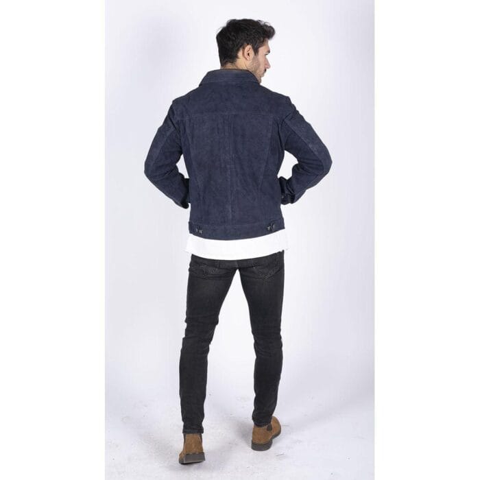 Mens Genuine Suede Jacket Leather Jeans Denim Short Mens Biker Classic VIntage - Knighthood Store