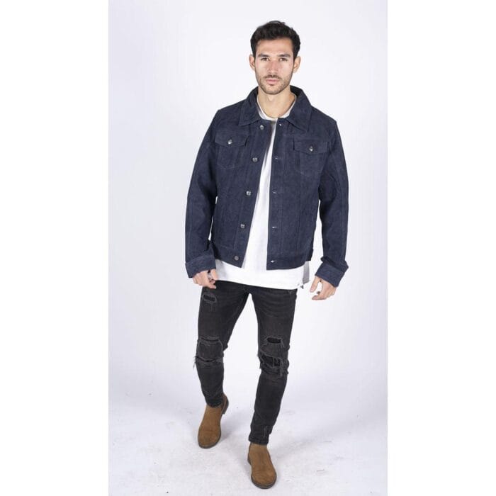 Mens Genuine Suede Jacket Leather Jeans Denim Short Mens Biker Classic VIntage - Knighthood Store