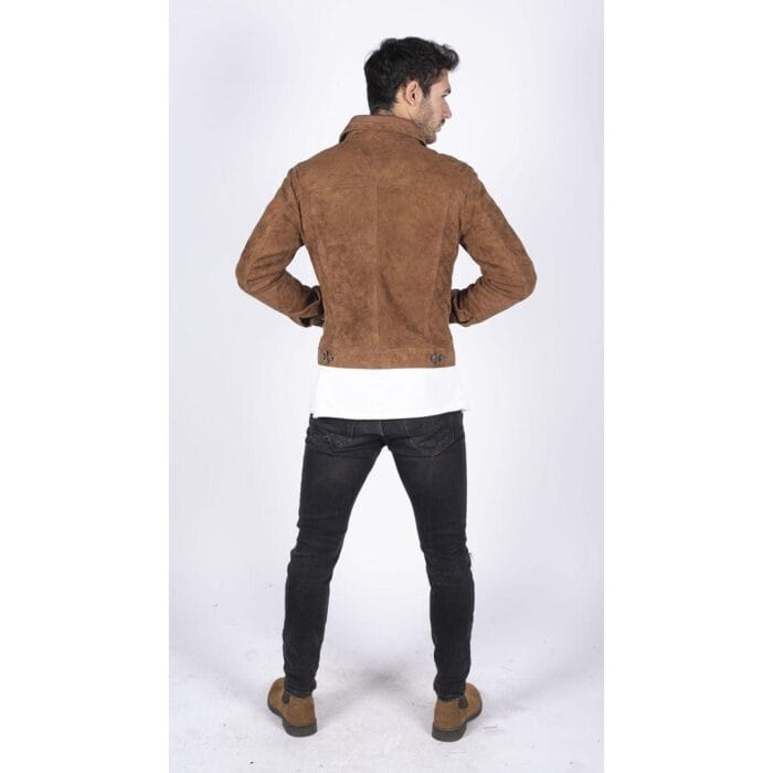 Mens Genuine Suede Jacket Leather Jeans Denim Short Mens Biker Classic VIntage - Knighthood Store
