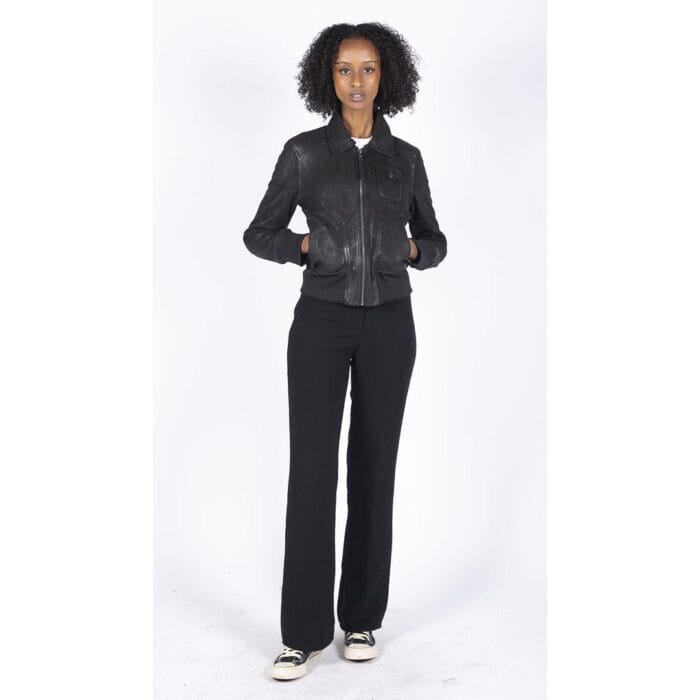 Womens Real Leather Bomber Jacket Short Zipped Retro Brown Tan Black Blue Grey - Knighthood Store