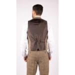 Mens 3 Piece Classic Tweed Herringbone Check Tan Brown Slim Fit Vintage Suit - Knighthood Store