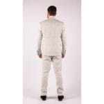 Mens Light Grey Check 3 Piece Suit Double Breasted Waoistcoat Tailored Fit - Knighthood Store