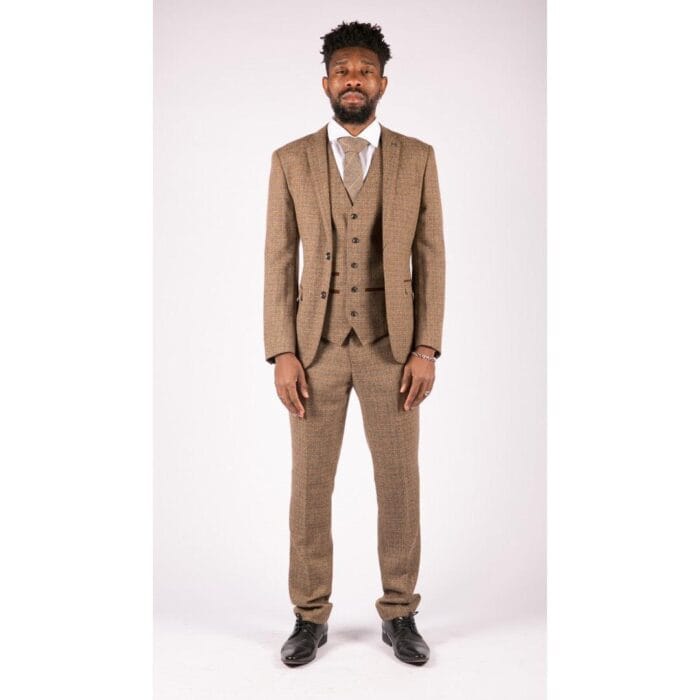 Mens 3 Piece Suit Tweed Check Vintage Retro Tailored Fit 1920s - Knighthood Store