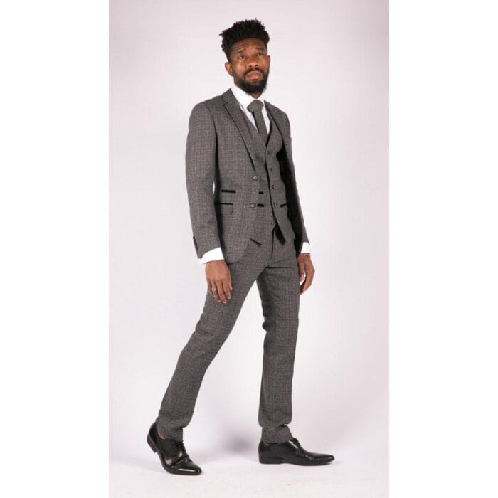 Mens 3 Piece Suit Tweed Check Vintage Retro Tailored Fit 1920s - Knighthood Store