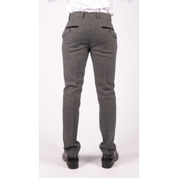 Mens Tweed Check Vintage Retro Peaky Blinders Tailored Fit 1920s Trousers Blue - Knighthood Store